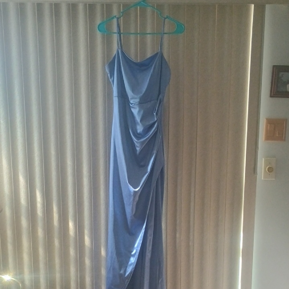 Honey and Rosie Blue Ruched Maxi Gown